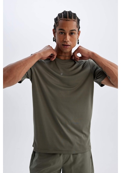 DeFactoFit Slim Fit Dar Kesim Bisiklet Yaka Baskılı Sporcu Kısa Kollu Tişört X6142AZ24AUKH398