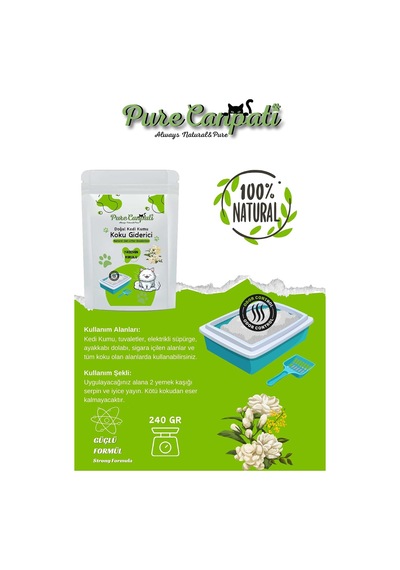 Kedi Kumu Koku Giderici- Kötü Kokuları Giderir - Doğal Koku Giderici - Yasemin Kokulu 240 Gr