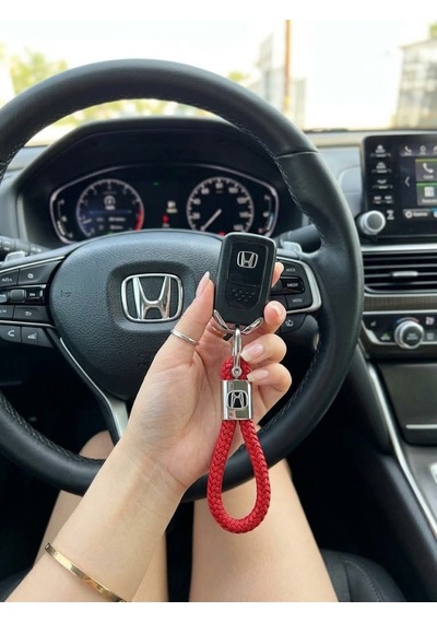 Kırmızı Deri Örgü Honda İle Uyumlu Anahtarlık Civic Jazz City Aksesuar Vitec