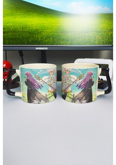 Sousou No Frieren Anime Baskılı Seramik Lüks Kupa 1 Adet Özel Siyah Kulp Dalga Kulp V2d Çok Renkli