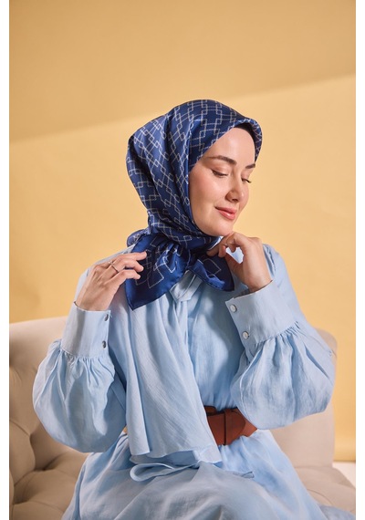 Silk Home Twill İpek Eşarp Zincir Mavi Çok Renkli