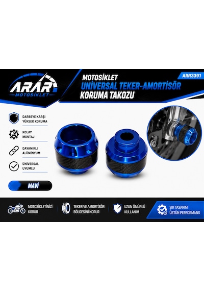 Motosiklet Universal Teker-amortisör Koruma Takozu Mavi -arr3391