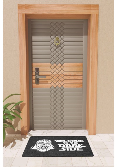 Rugmood Modern Dijtal Baskı Siyah Welcome Dark Stde Kapı Önü Paspası Çok Renkli