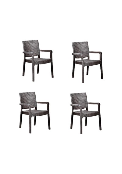 Kahverengi Rattan Koltuk 4'lü Set, 57 X 48 X 87 Cm