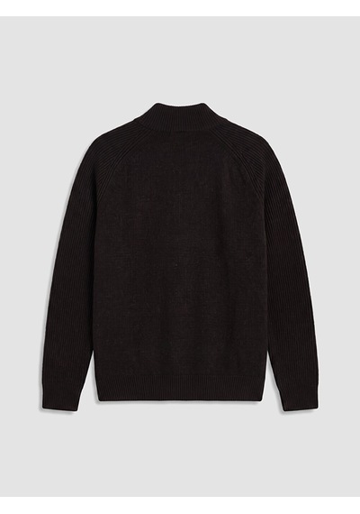 LC Waikiki Lc Waıkıkı Siyah Regular Fit Dik Yaka Erkek Triko Hırka