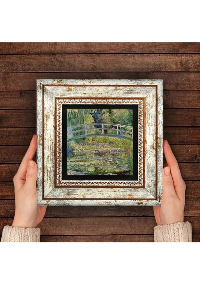 Claude Monet Nilüfer Gölü Taş Duvar Tablosu - Çerçeveli Taş Tablo - Dekoratif Duvar Sanatı - Modern Ev Ve Ofis Duvar Dekoru T1-138