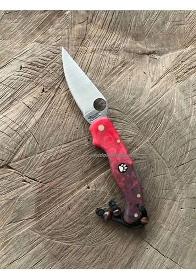 Dmr Mini Çakı El Yapımı Çakı Kamp Çakısı Avcı Bıçagı Cep Bıçak Epoksi 19cm Kırmızı
