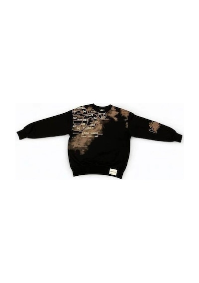 Carinos Erkek Çocuk Yazı Detaylı Batik Desenli Sweatshirt-14701 Siyah