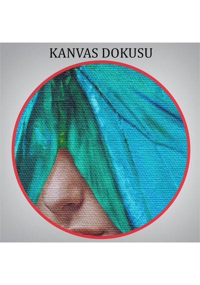 Es10 Mavi Kelebekli Kadın Yağlıboya Görünüm Dekoratif Kanvas Duvar Tablosu-5947 (50 x 70)