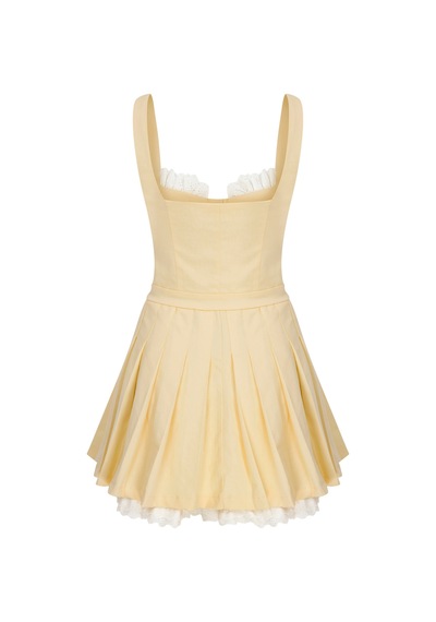 Sagaza Studio Ss6048 Pileli Mini Elbise Sarı