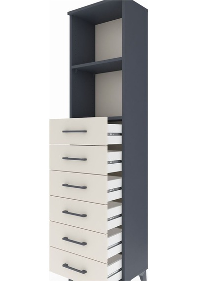 Arges Dolap 2 Raflı 6 Çekmeceli 44x30x182 Antrasit-aytaşı Antrasit