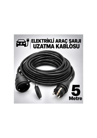 Elektrikli Araç Şarj Cihazları İçin Uzatma Kablosu 3x2.5mm %100 Tam Bakır 5 Metre