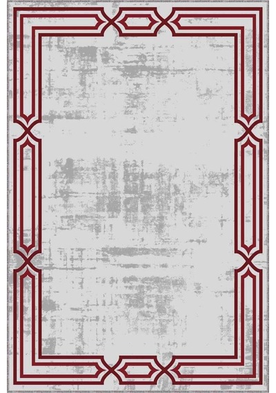 Bordo Çerçeveli Kaymaz Taban Makinede Yıkanabilir Halı Rv079n11