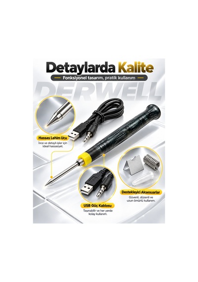 Yeni 2026 Usb Lehim Kalemi Seti 5 Parça Taşınabilir Kompakt Mini Havya Tamir Seti Hobi Elektrikli Lehimleme Makinesi Usb Güç Kablosu Metal Stand Koruyucu Kapak Yedek Yay Havya Ucu