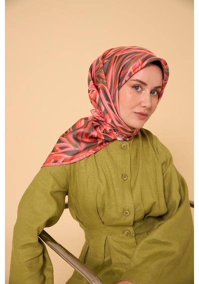 Silk Home Twill İpek Eşarp 11472-24 Gri, Narçiçeği, Pembe, Yeşil, Pudra Pembe