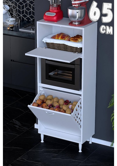 Mayra 65 Cm Çok Amaçlı Kiler Dolabı Mutfak Banyo Düzenleyici Tek Sepetli Fırın Bölmeli 65x150x32cm Beyaz Mayra 65 Cm Çok Amaçlı Kiler Dolabı Mutfak Banyo Düzenleyici Tek Sepetli Fırın Bölmeli 65x150x32cm Beyaz