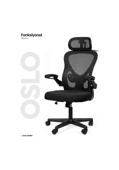 Karr Office Oslo Siyah Ergonomik Çalışma Sandalyesi Siyah