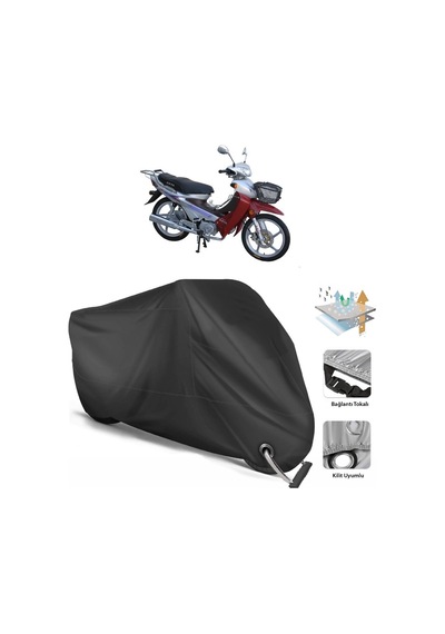 Asya As 110-8 Motosiklet Branda (Bağlantı, Kilit Uyumlu)-Siyah (457264857)