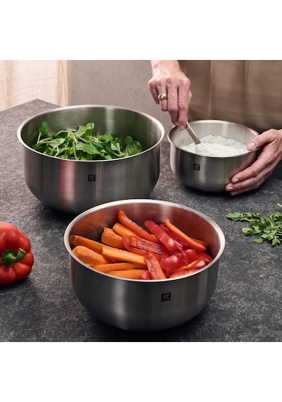 Zwıllıng Hazırlama Kasesi Seti, 3 Parça, 18/10 Paslanmaz Çelik, Salata Kasesi, Karıştırma Kasesi, Çap: 17, 21 Ve 25 Cm Sku: Smg8690010521781 Açık Gri