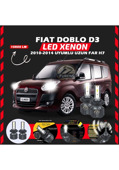 Fiat Doblo D3 2006-2012 Uzun Far Uyumlu Şimşek Etkilii Led Xenon Premium Series H7