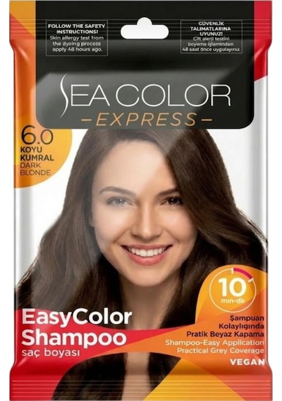 Sea Color Express Amonyaksız Şampuan Saç Boyası 30 Ml 6.0 Numara Koyu Kumral
