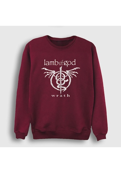 Presmono Unisex Wrath Lamb Of God Sweatshirt Bordo