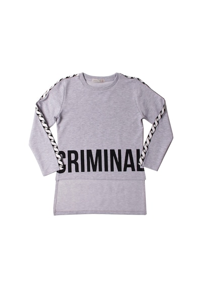 Toontoy Kids Toontoy Kız Çocuk Criminal Baskılı İki Kolu Şeritli Tişört Gri Melanj