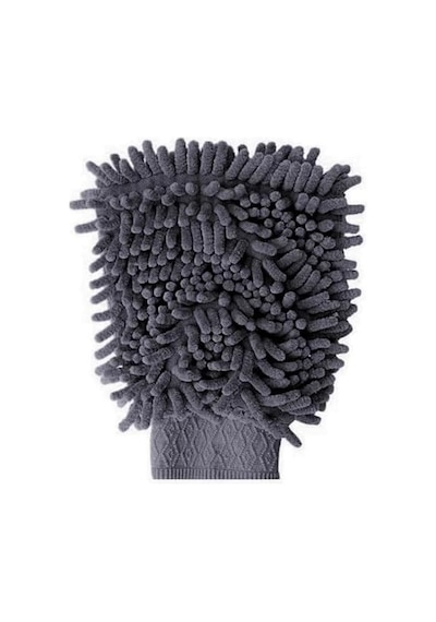 Microlüks Şönil Mikrofiber Oto Yıkama Eldiveni, Gri Renk, 20 X 24 Cm. Beyaz