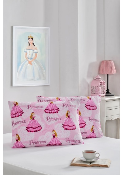 Marla Home 2'li Yastık Kılıfı Prenses Serisi Pamuklu 50x70 Cm Pembeprenses Pembe Prenses