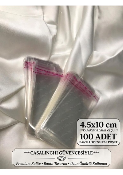 Şeffaf Jelatin Poşet 100 Adet 10x15 Cm Kendinden Yapışkanlı Bantlı Opp Torba Kapak Dahil
