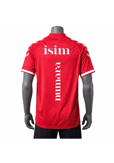 Hummel Milli Takım T-shirt Kişiye Özel Baskılı Silikon Türk Bayrağı Armalı Kırmızı - Beyaz