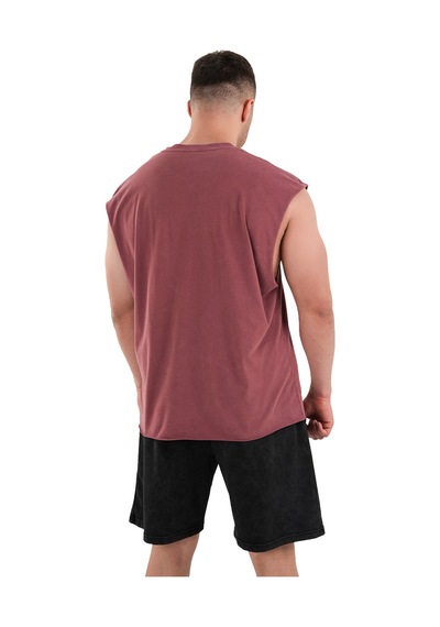 Kingsize Nutrition Kingsize Darksteel Antik Yıkamalı Kolsuz T-shirt Bordo Bordo