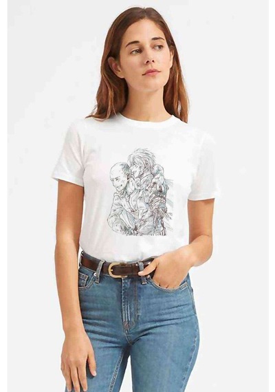Anime One Punch Manfriends Baskılı Beyaz Kadın Tshirt
