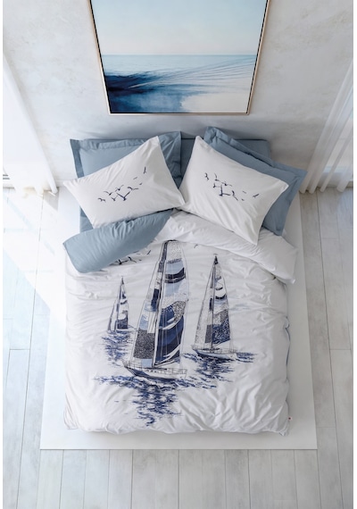 Cotton Box Maritime Tek Kişilik Nevresim Takımı Skipper Indigo Indigo