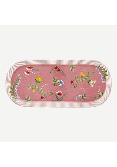Pembe Porselen Servis Tabağı 33,6x15,5 Cm