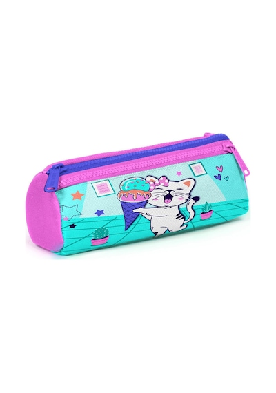 Coral High Kids Turkuaz Pembe Dondurmalı Kedi Desenli 3 Lü Okul Çanta Seti Set0123751
