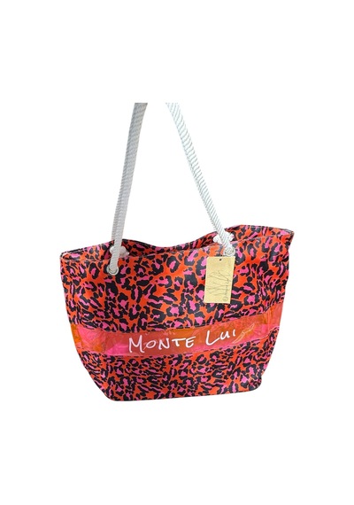 Monte Lui 1011 Plaj Çantası Pembe Leopar Desenli Çok Renkli