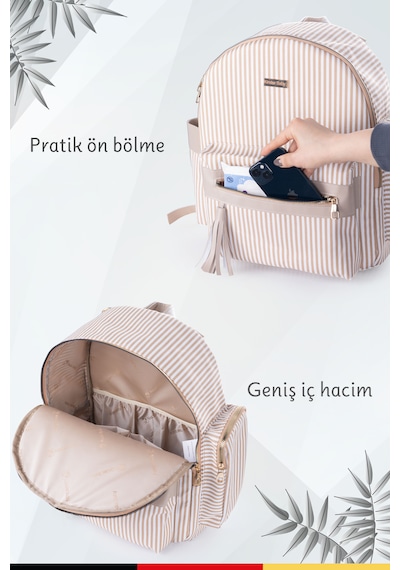 Kinder Baby Zebbra Termal Anne Bebek Bakım Çantası Bej