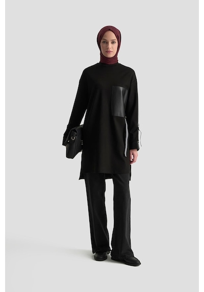 Armine Trend Şerit Detaylı Deri Garnili Tunik Siyah 24kt443 Siyah Armine Trend Şerit Detaylı Deri Garnili Tunik Siyah 24kt443 Siyah