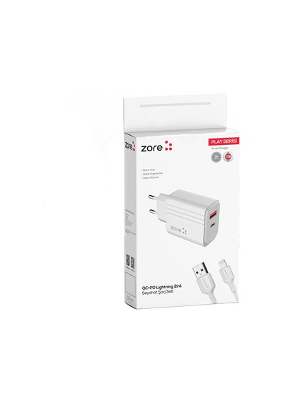 Alan Tech Play Serisi Pl05 Lightning 2in1 Seyahat Şarj Aleti 20w - Beyaz Beyaz