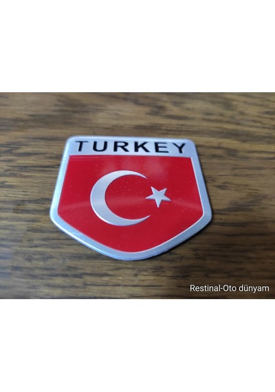 Türkiye Bayraklı Pleksi Rozet Oto Bagaj Kapı Amblem 3m Bantlı Krom Kaplama Arma Logo Türk Bayrağı
