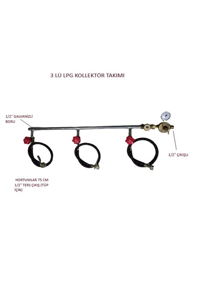 Lpg Kollektör Üçlü Takım 1/2" Çıkışlı 1