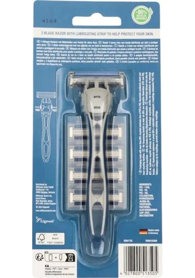 Wilkinson Essentials 3 Hybrid Erkek Tıraş Makinesi Sapı + 4 Yedek Tıraş Bıçağı