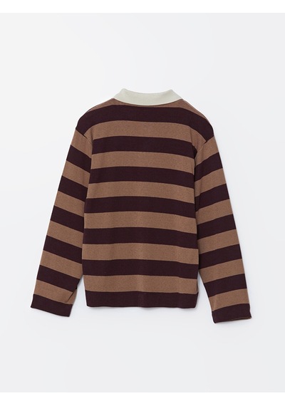 Lcwaıkıkı Classic Bordo Polo Yaka Çizgili Kadın Tişört