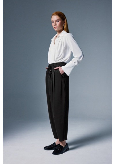 Sateen Talia Pantolon - Siyah-137096 siyah