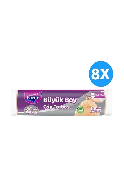 Çöp Torbası Büzgülü Vanilya Kokulu 10 Adet Büyük Boy 65 X 70 Cm X 8 Paket