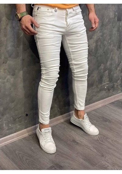 Erkek Slim Fit Likralı Kot Pantolon Jeans Bilek Kalıp