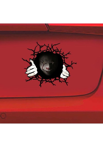 Korkunç Palyaço Sticker - Araba Oto Motosiklet Karavan Cam Sticker - 00107 15x12 Cm