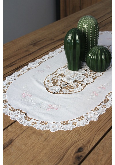 Pvc Runner Ve Sehpa Üstü Servislik 80 Cm X 40 Cm Kahve - Krem