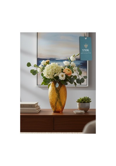 Chacha Home Luxury Vena İthal Cam Vazo 24 Cm Turuncu